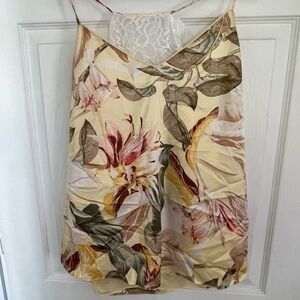 White House Black Market Yellow Floral Lace-Back Camisole